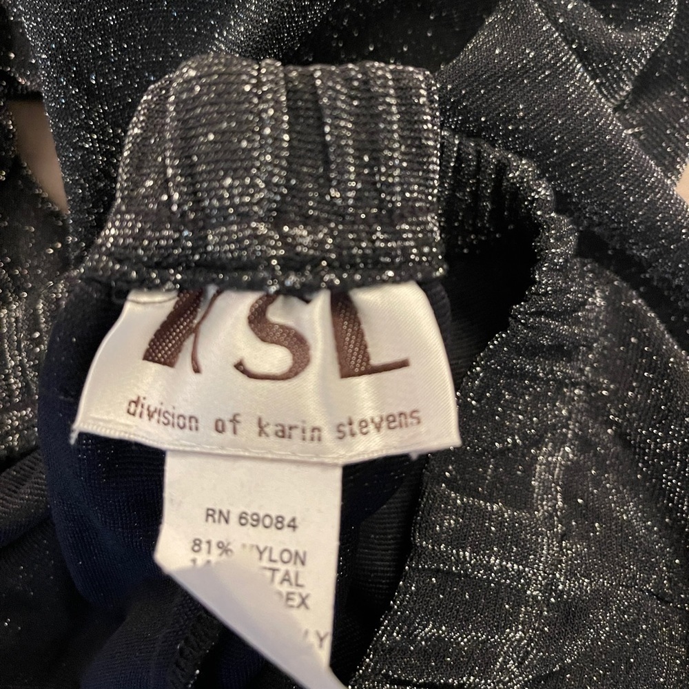 KSL Karin Stevens vintage black w/silver metallic pull on stretch pants. Sz 20. - Picture 5 of 5